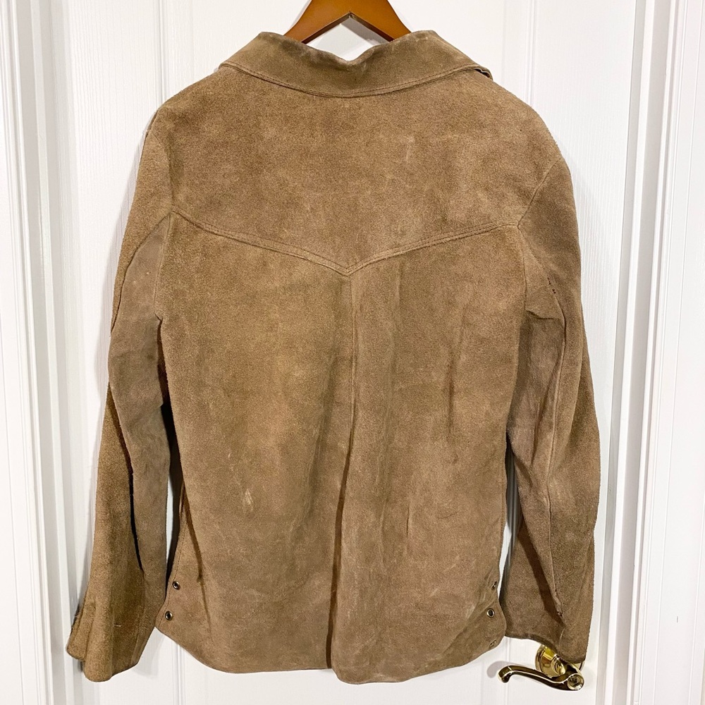 60s Handmade Mexican Suede Tunic Jacket Vintage Tan Large - Picture 2 of 16